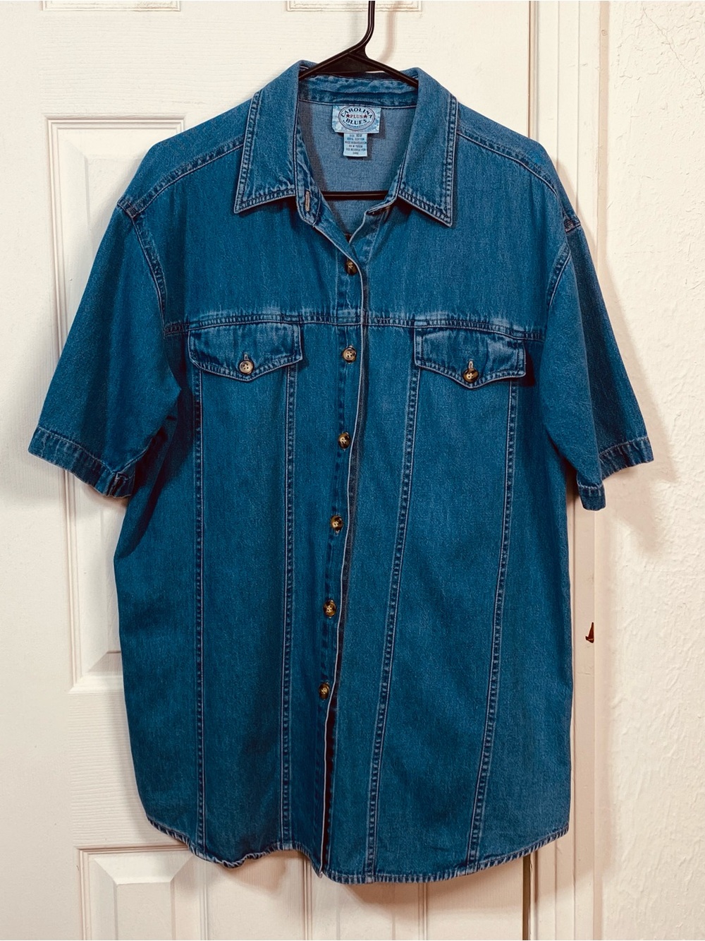 Carolina Blues Denim Button Up Shirt Plus Size 16W